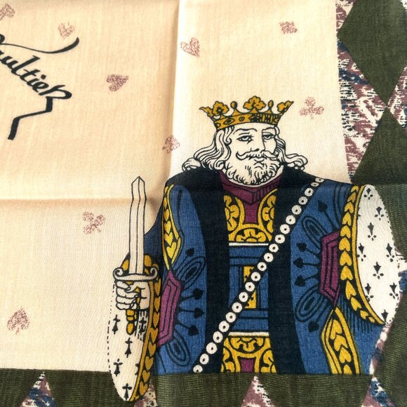 Jean Paul Gaultier Vintage Scarf – King & Queen Playing Card Design - Picture 2 of 7